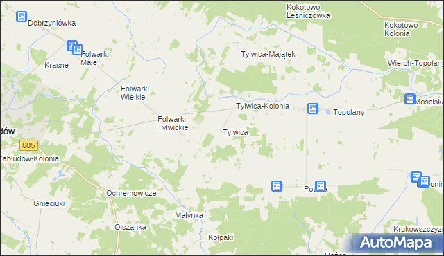 mapa Tylwica, Tylwica na mapie Targeo