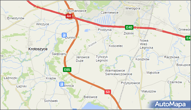 mapa Tyńczyk Legnicki, Tyńczyk Legnicki na mapie Targeo