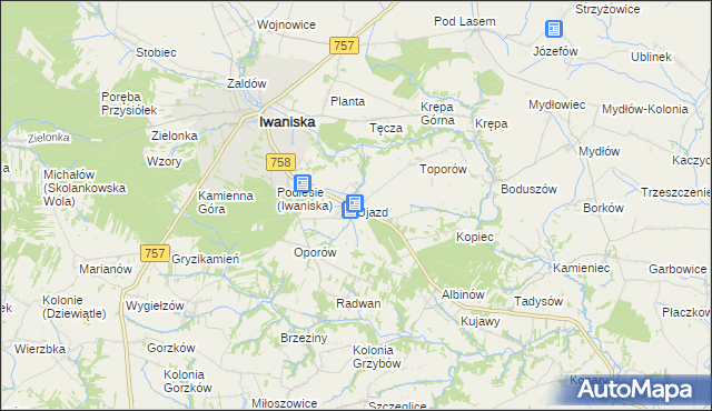 mapa Ujazd gmina Iwaniska, Ujazd gmina Iwaniska na mapie Targeo