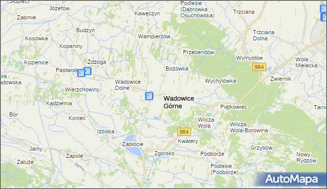 mapa Wadowice Górne, Wadowice Górne na mapie Targeo