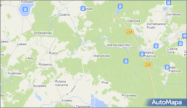 mapa Warszkowo gmina Wejherowo, Warszkowo gmina Wejherowo na mapie Targeo