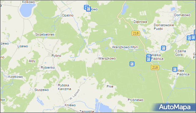 mapa Warszkowo gmina Wejherowo, Warszkowo gmina Wejherowo na mapie Targeo