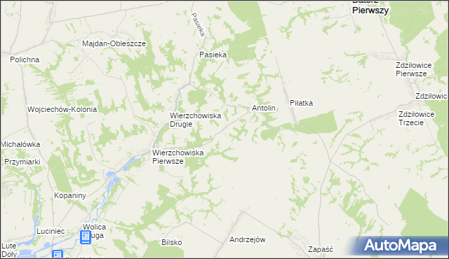 mapa Węgliska gmina Modliborzyce, Węgliska gmina Modliborzyce na mapie Targeo