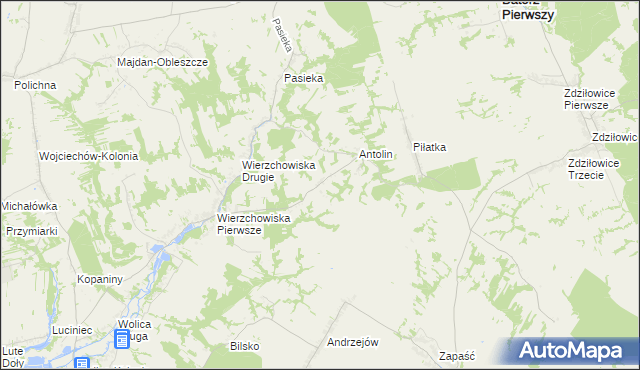 mapa Węgliska gmina Modliborzyce, Węgliska gmina Modliborzyce na mapie Targeo