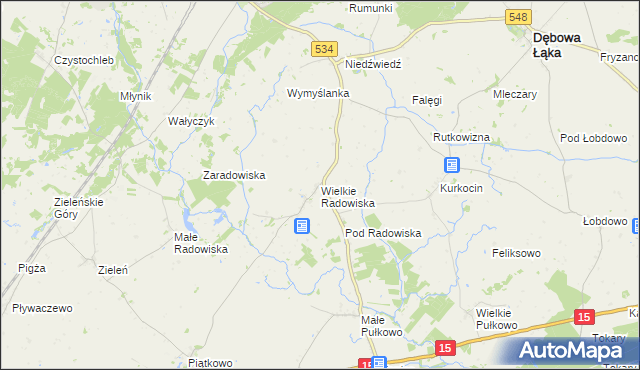 mapa Wielkie Radowiska, Wielkie Radowiska na mapie Targeo