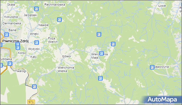 mapa Wierchomla Mała, Wierchomla Mała na mapie Targeo