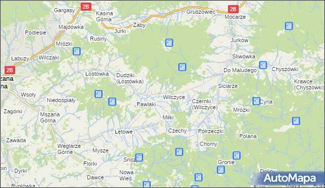 mapa Wilczyce gmina Dobra, Wilczyce gmina Dobra na mapie Targeo