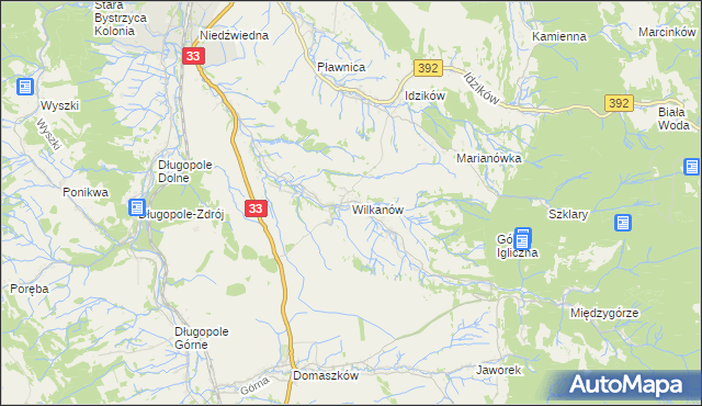 mapa Wilkanów, Wilkanów na mapie Targeo