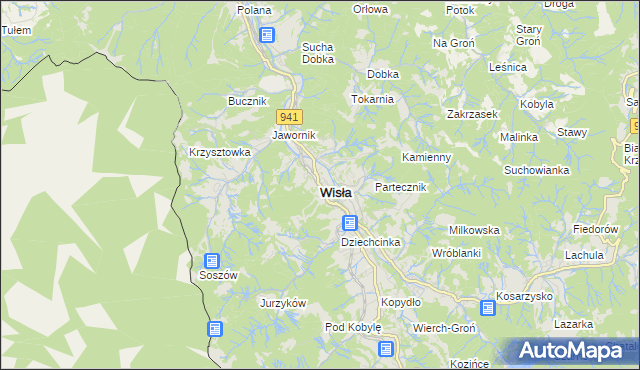 mapa Wisła, Wisła na mapie Targeo