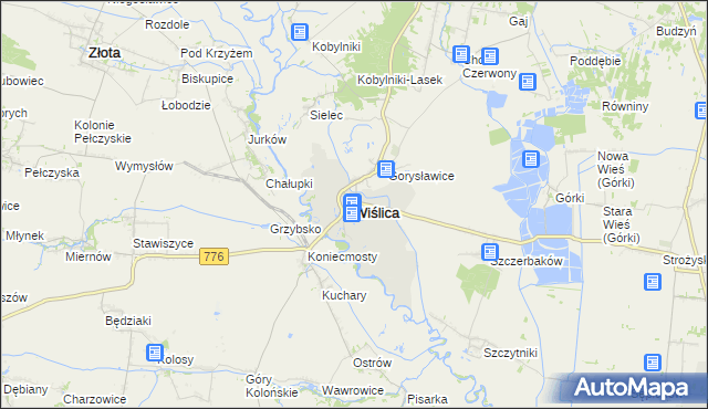 mapa Wiślica powiat buski, Wiślica powiat buski na mapie Targeo