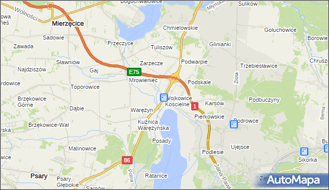 mapa Wojkowice Kościelne, Wojkowice Kościelne na mapie Targeo