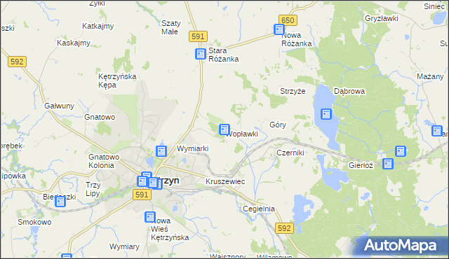 mapa Wopławki, Wopławki na mapie Targeo