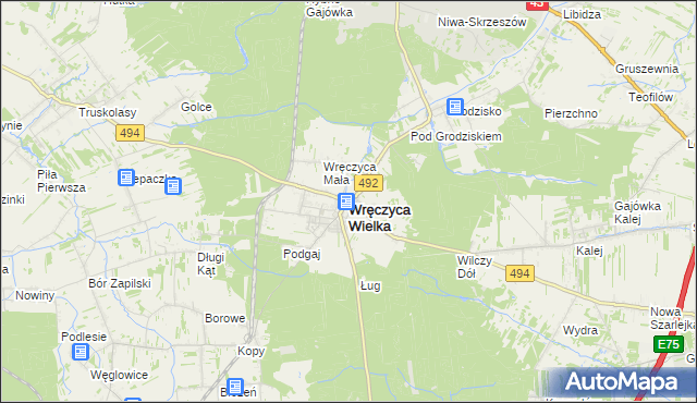 mapa Wręczyca Wielka, Wręczyca Wielka na mapie Targeo