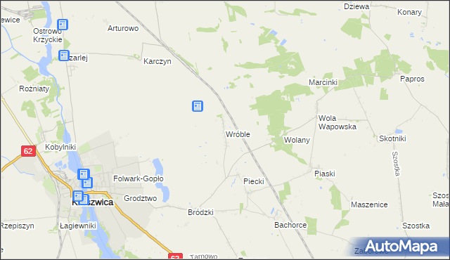 mapa Wróble gmina Kruszwica, Wróble gmina Kruszwica na mapie Targeo