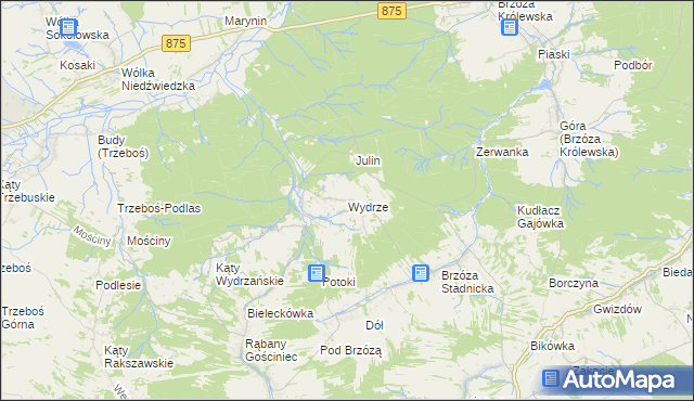 mapa Wydrze, Wydrze na mapie Targeo