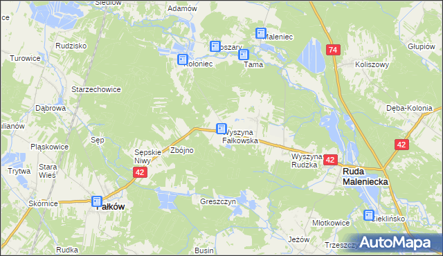 mapa Wyszyna Fałkowska, Wyszyna Fałkowska na mapie Targeo