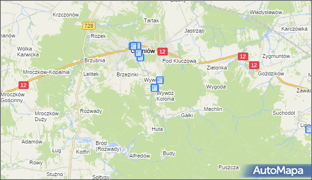 mapa Wywóz Kolonia, Wywóz Kolonia na mapie Targeo