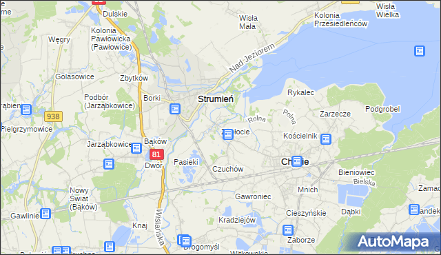 mapa Zabłocie gmina Strumień, Zabłocie gmina Strumień na mapie Targeo