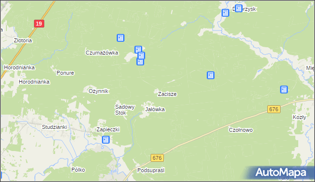 mapa Zacisze gmina Supraśl, Zacisze gmina Supraśl na mapie Targeo