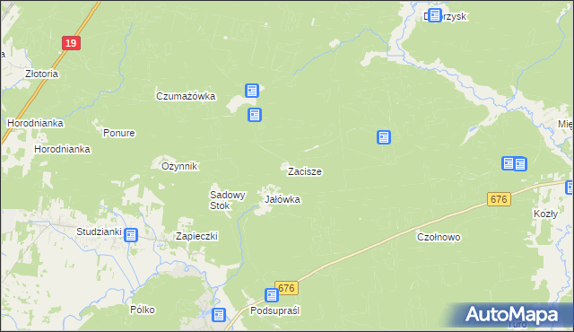 mapa Zacisze gmina Supraśl, Zacisze gmina Supraśl na mapie Targeo