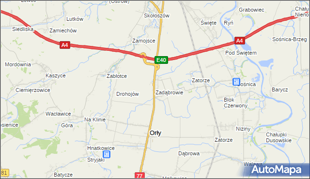 mapa Zadąbrowie gmina Orły, Zadąbrowie gmina Orły na mapie Targeo