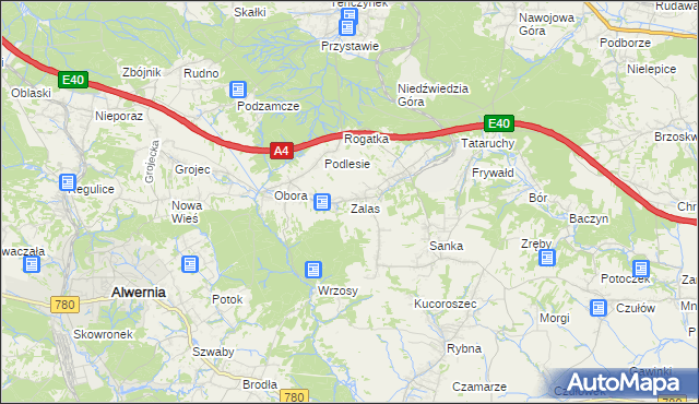 mapa Zalas gmina Krzeszowice, Zalas gmina Krzeszowice na mapie Targeo