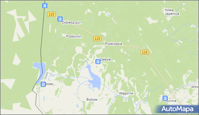 mapa Zalesie gmina Police, Zalesie gmina Police na mapie Targeo