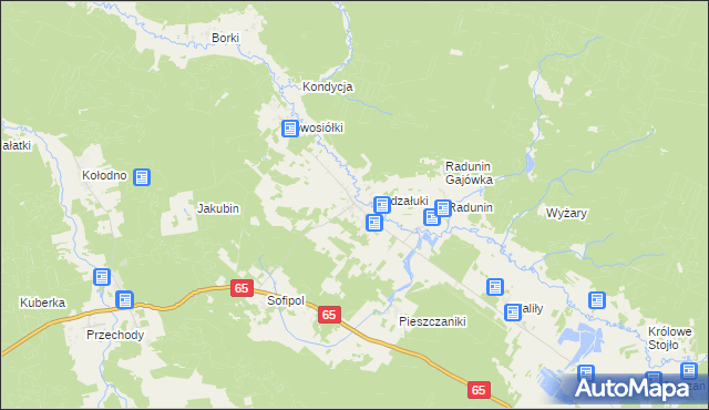 mapa Załuki gmina Gródek, Załuki gmina Gródek na mapie Targeo