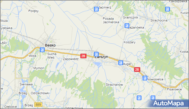 mapa Zarszyn, Zarszyn na mapie Targeo