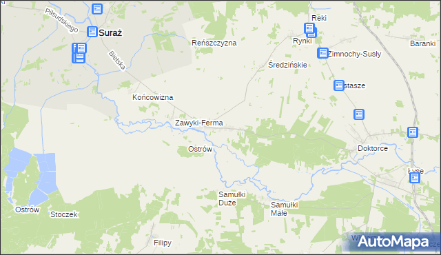 mapa Zawyki, Zawyki na mapie Targeo