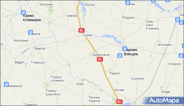 mapa Zegartowice gmina Papowo Biskupie, Zegartowice gmina Papowo Biskupie na mapie Targeo