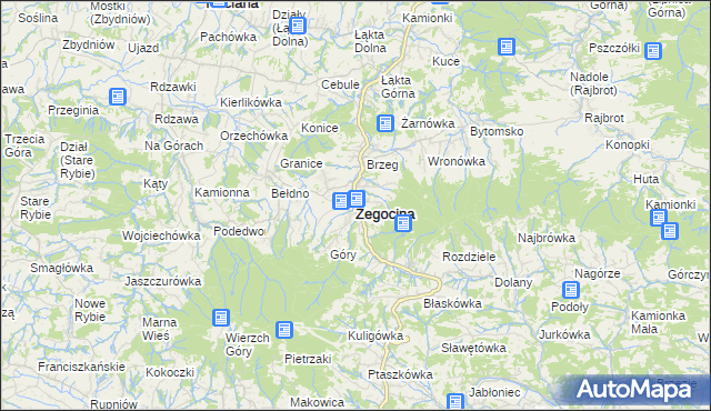 mapa Żegocina, Żegocina na mapie Targeo