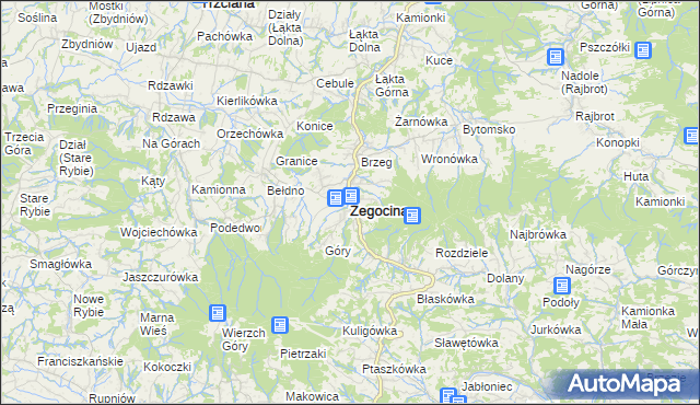 mapa Żegocina, Żegocina na mapie Targeo