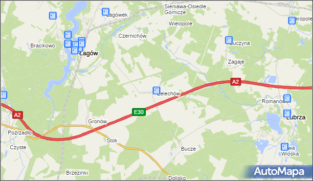 mapa Żelechów gmina Łagów, Żelechów gmina Łagów na mapie Targeo