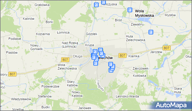 mapa Żelechów powiat garwoliński, Żelechów powiat garwoliński na mapie Targeo