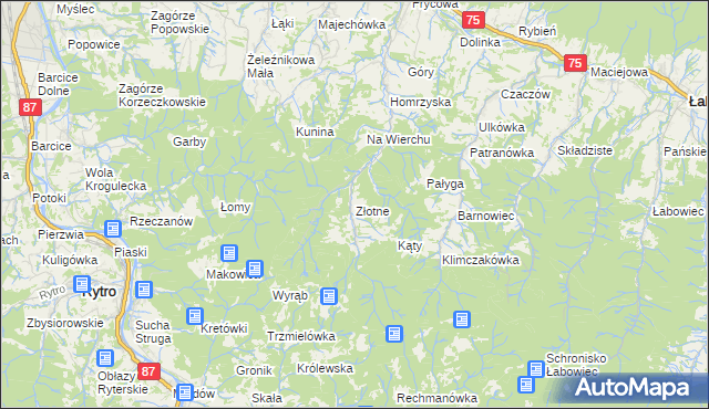 mapa Złotne, Złotne na mapie Targeo