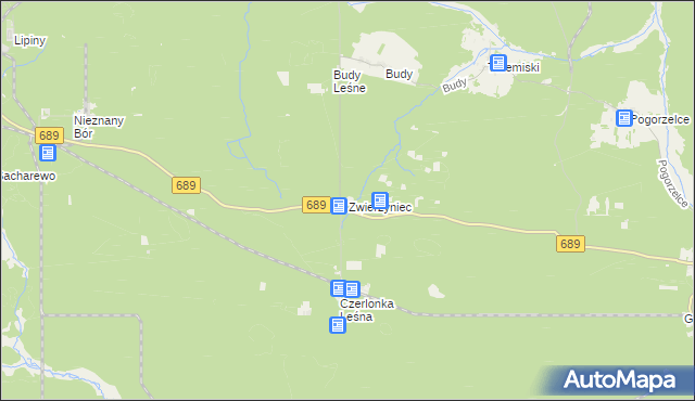 mapa Zwierzyniec gmina Białowieża, Zwierzyniec gmina Białowieża na mapie Targeo