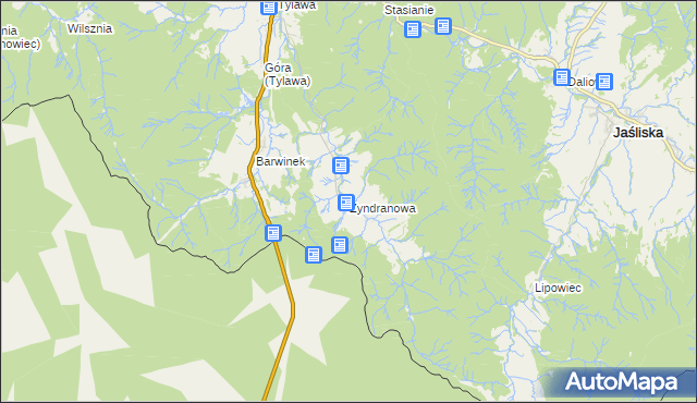 mapa Zyndranowa, Zyndranowa na mapie Targeo