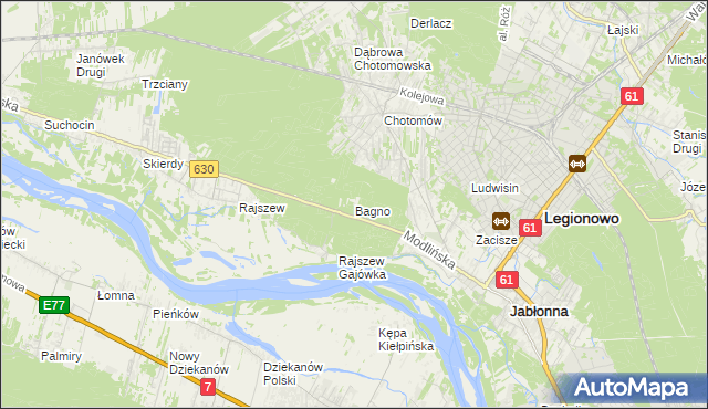 mapa Bagno gmina Jabłonna, Bagno gmina Jabłonna na mapie Targeo