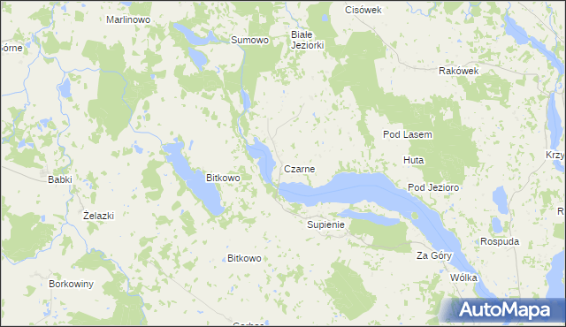 mapa Czarne gmina Filipów, Czarne gmina Filipów na mapie Targeo
