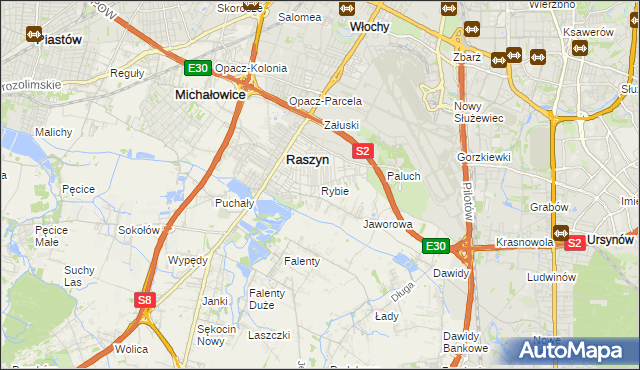 mapa Rybie gmina Raszyn, Rybie gmina Raszyn na mapie Targeo