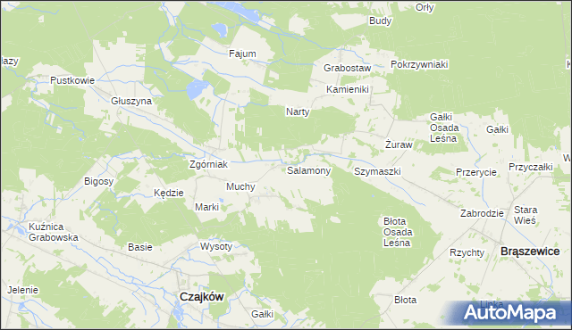 mapa Salamony gmina Czajków, Salamony gmina Czajków na mapie Targeo