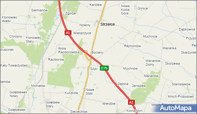 mapa Sójki-Parcel, Sójki-Parcel na mapie Targeo