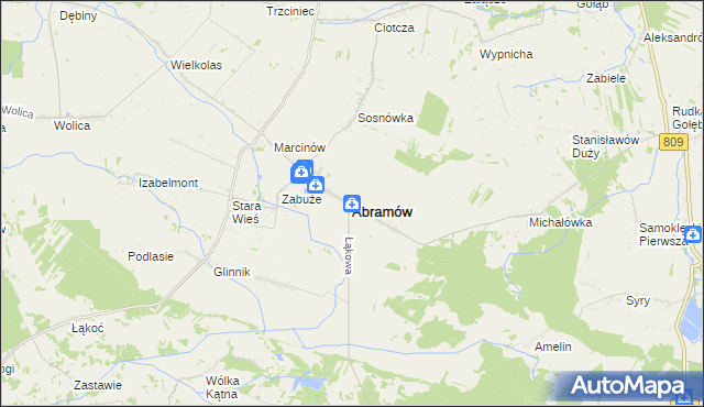 mapa Abramów powiat lubartowski, Abramów powiat lubartowski na mapie Targeo