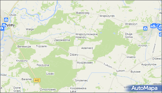 mapa Adamierz gmina Zagórów, Adamierz gmina Zagórów na mapie Targeo