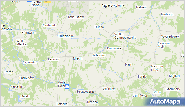 mapa Adamów gmina Dobre, Adamów gmina Dobre na mapie Targeo