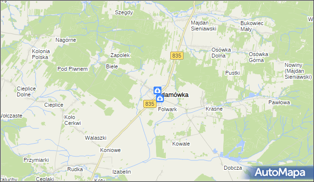 mapa Adamówka powiat przeworski, Adamówka powiat przeworski na mapie Targeo