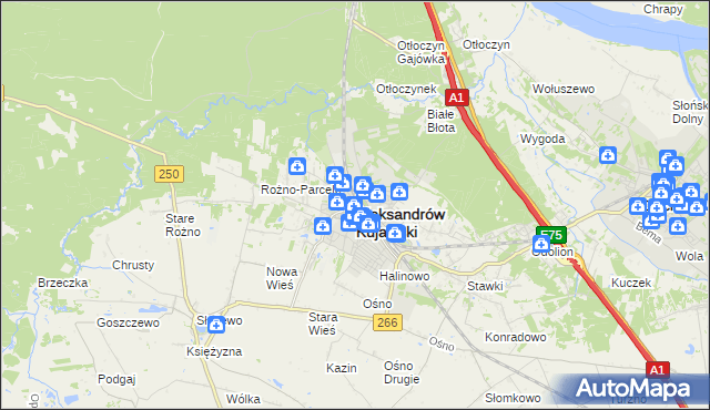 mapa Aleksandrów Kujawski, Aleksandrów Kujawski na mapie Targeo