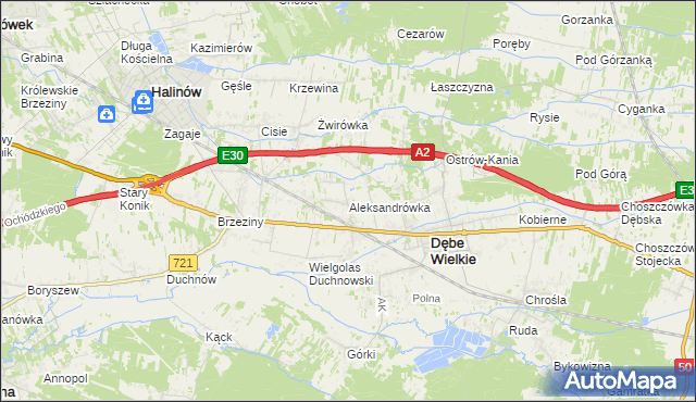 mapa Aleksandrówka gmina Dębe Wielkie, Aleksandrówka gmina Dębe Wielkie na mapie Targeo