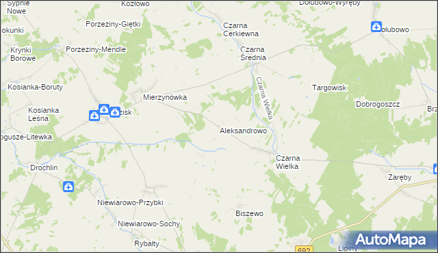 mapa Aleksandrowo gmina Grodzisk, Aleksandrowo gmina Grodzisk na mapie Targeo
